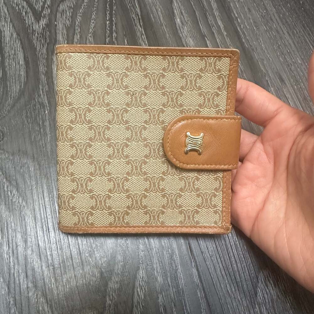 Celine Vintage Authentic Macadam Triomphe Bifold Wallet